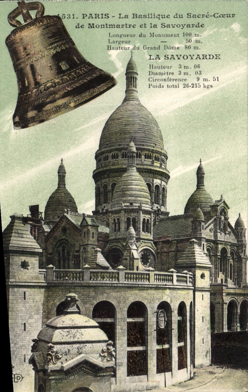 VINTAGE POSTCARD Paris the Basilica of the Sacring Heart Bell the Savoyard one