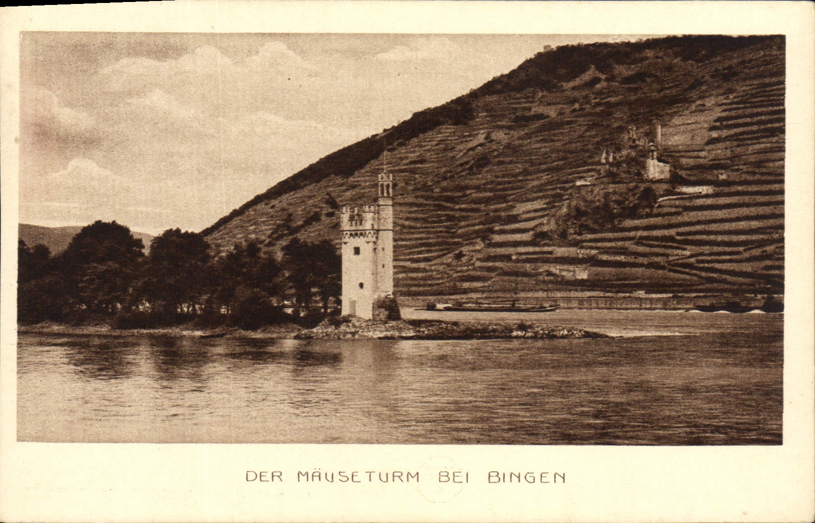 VINTAGE POSTCARD Der Mause Turm EIB Bingen