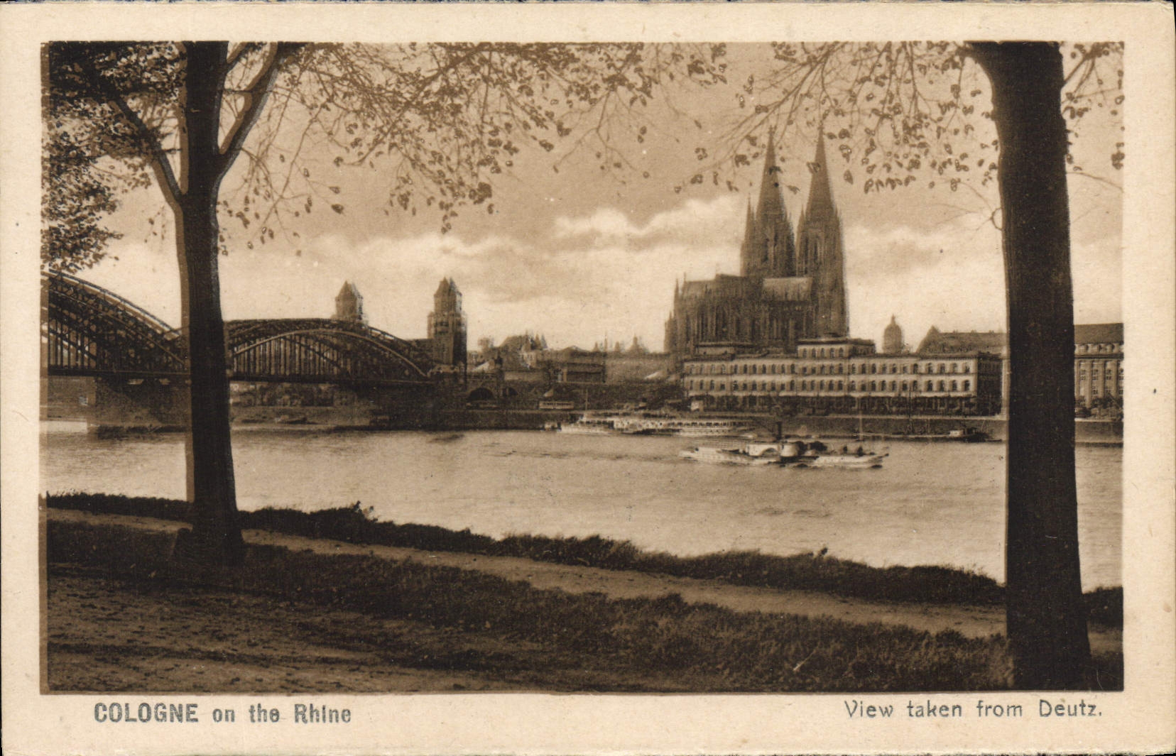 VINTAGE POSTCARD Cologne one the Rhine View taken from Deutz