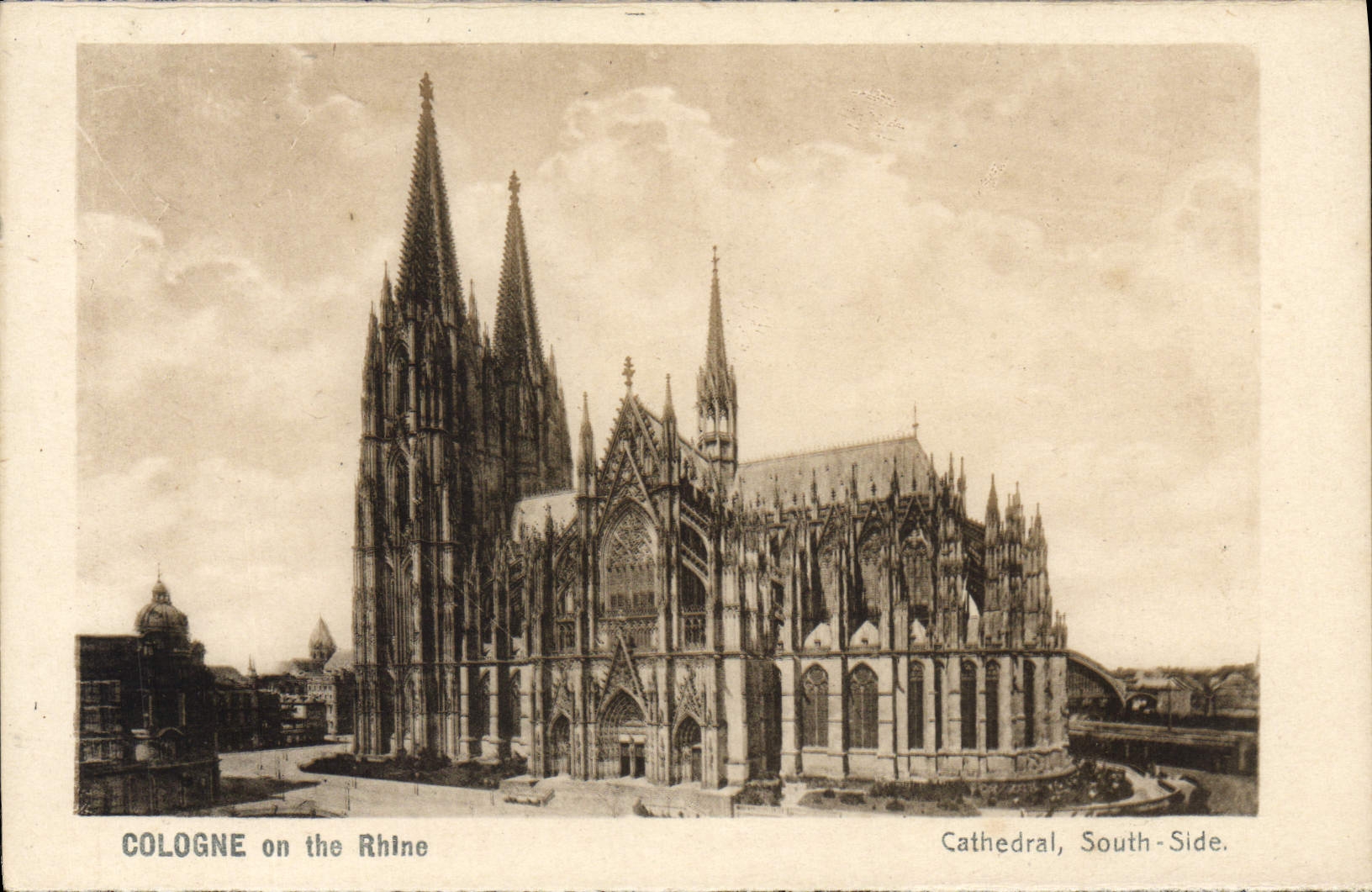 VINTAGE POSTCARD Cologne one the Rhine Cathedral South Side