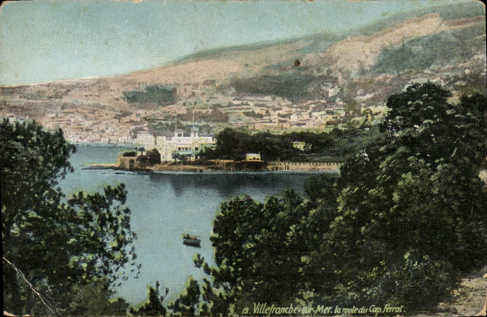 VINTAGE POSTCARD Villefranche on Sea the road of the Cape Ferrat