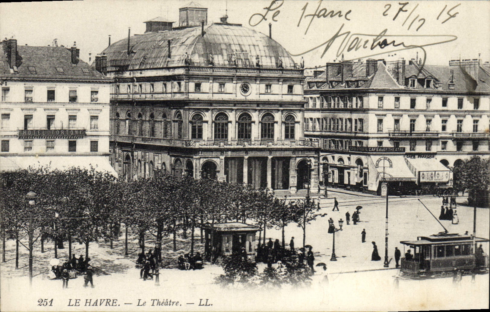 CPA Le Havre Le Theatre Tramway