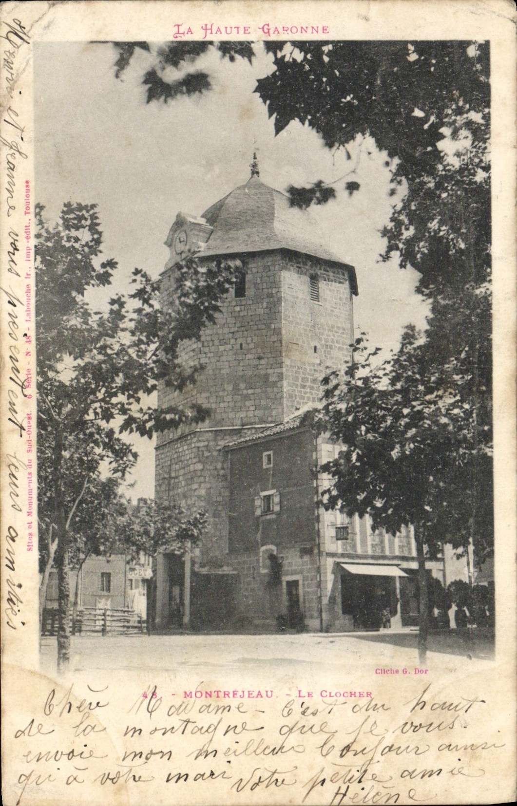 VINTAGE POSTCARD the High Garonne Monterjeau the Bell-tower
