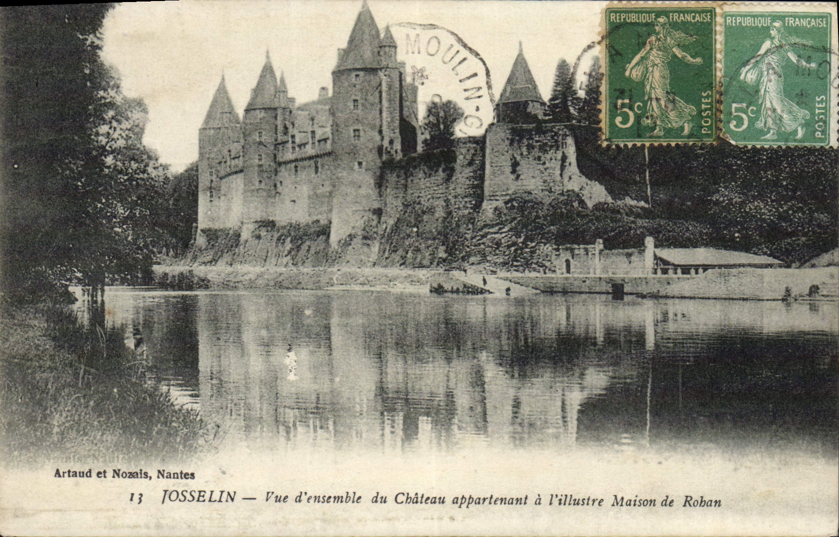 VINTAGE POSTCARD Josselin Overall picture of the Castle pertaining to the famous House of Rohan