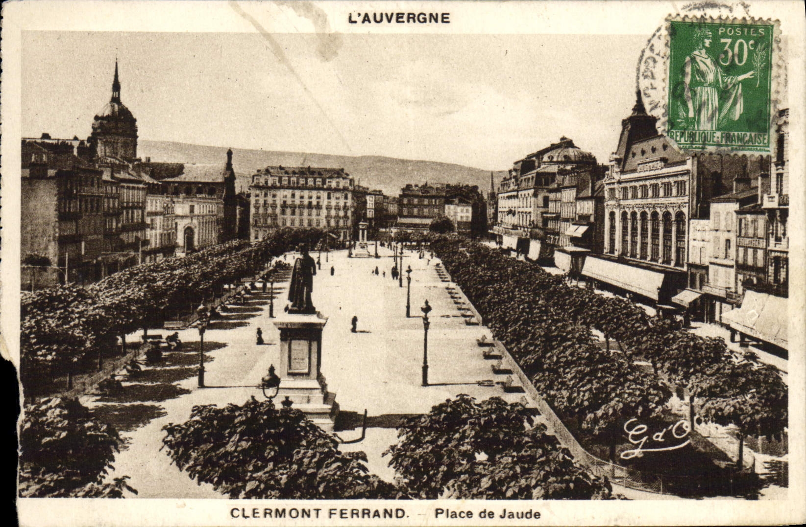 VINTAGE POSTCARD Clermont Ferrand Places of Jaude