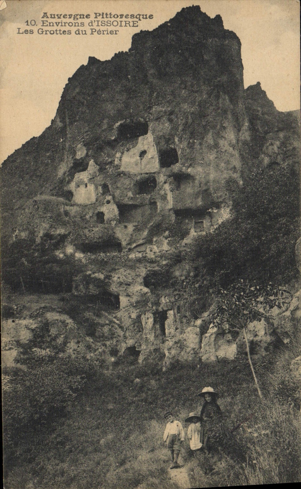 VINTAGE POSTCARD Picturesque Auvergne Surroundings of Issoire Caves of Perier Children
