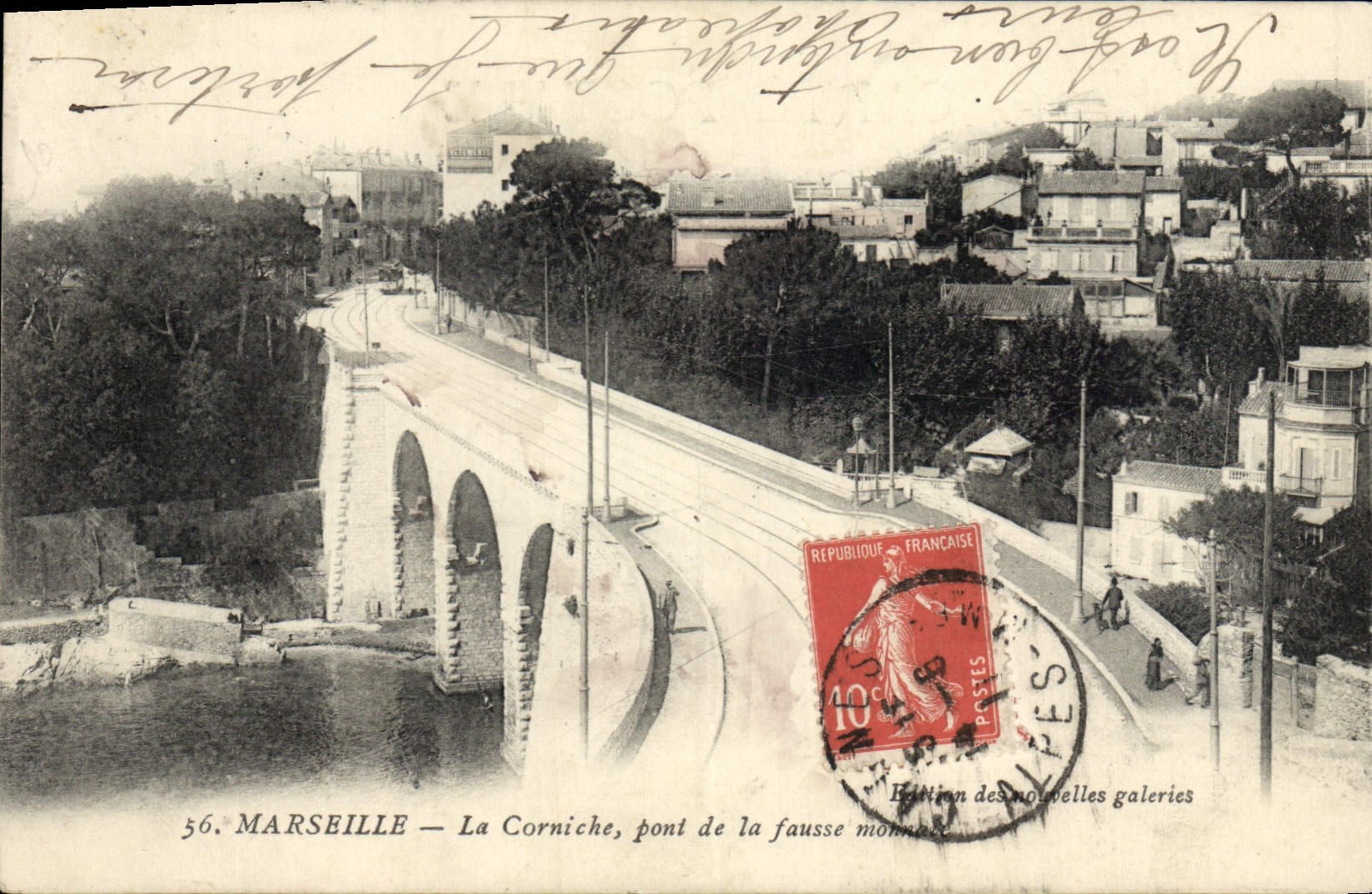 POSTAL Marsella de la VENDIMIA el puente de la cornisa del dinero falsificado