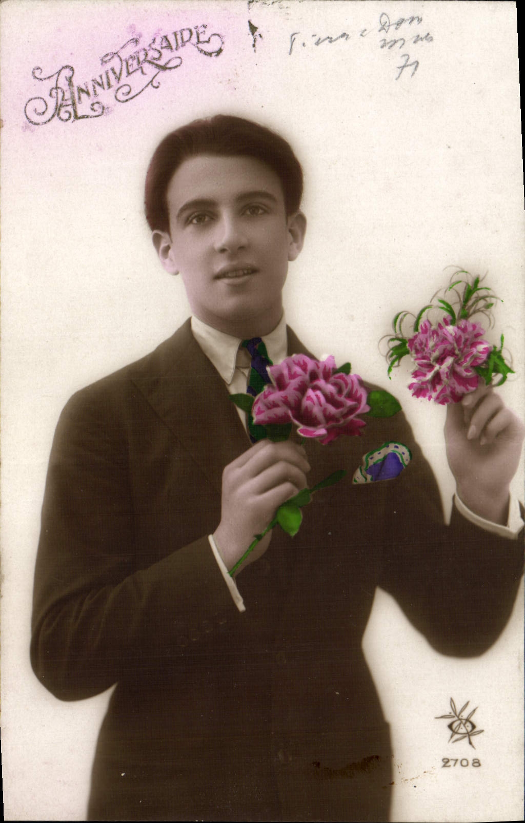 VINTAGE POSTCARD Fantasy Man Birthday