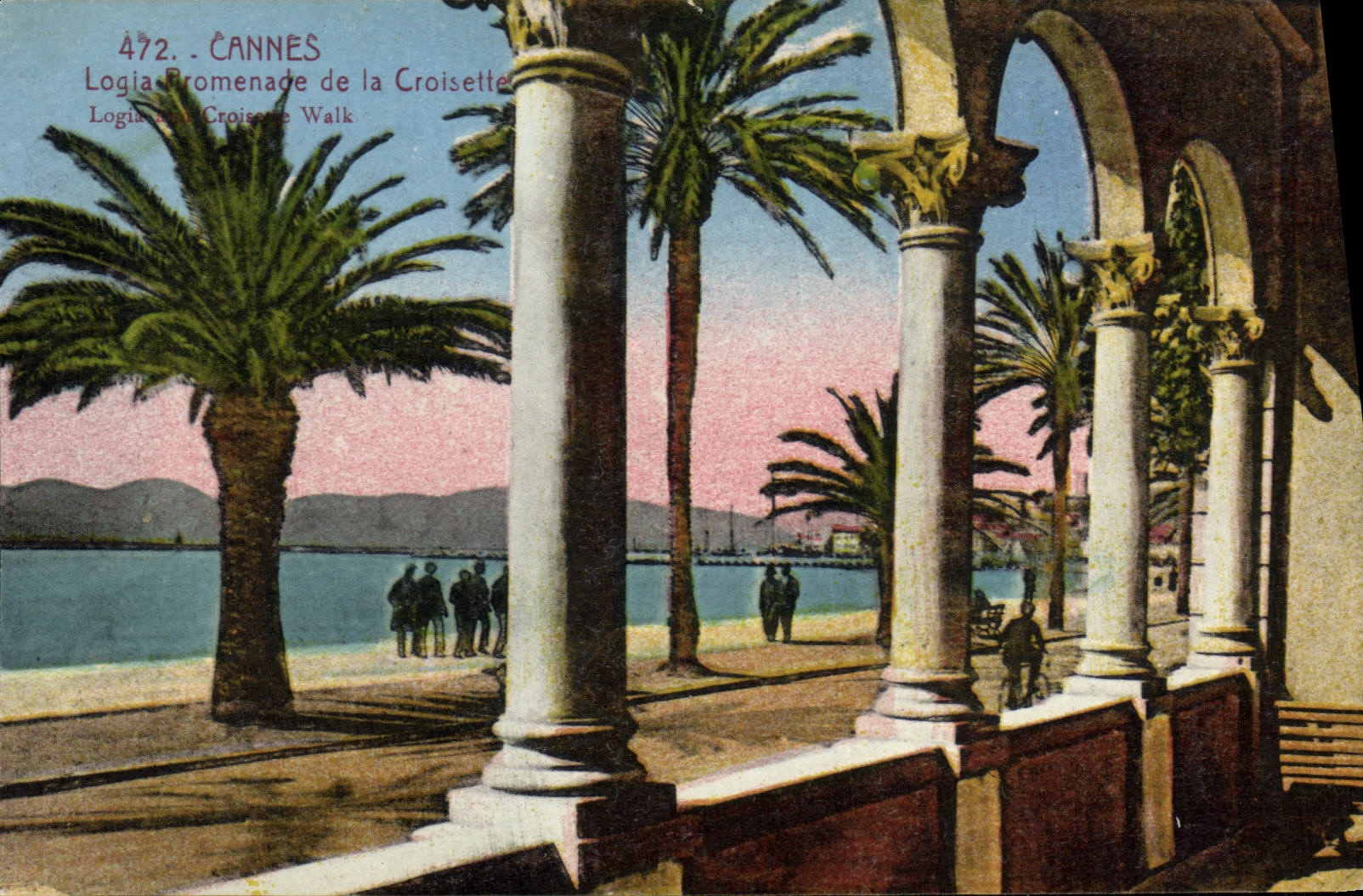 VINTAGE POSTCARD Cannes Logia Walk of the Small cross