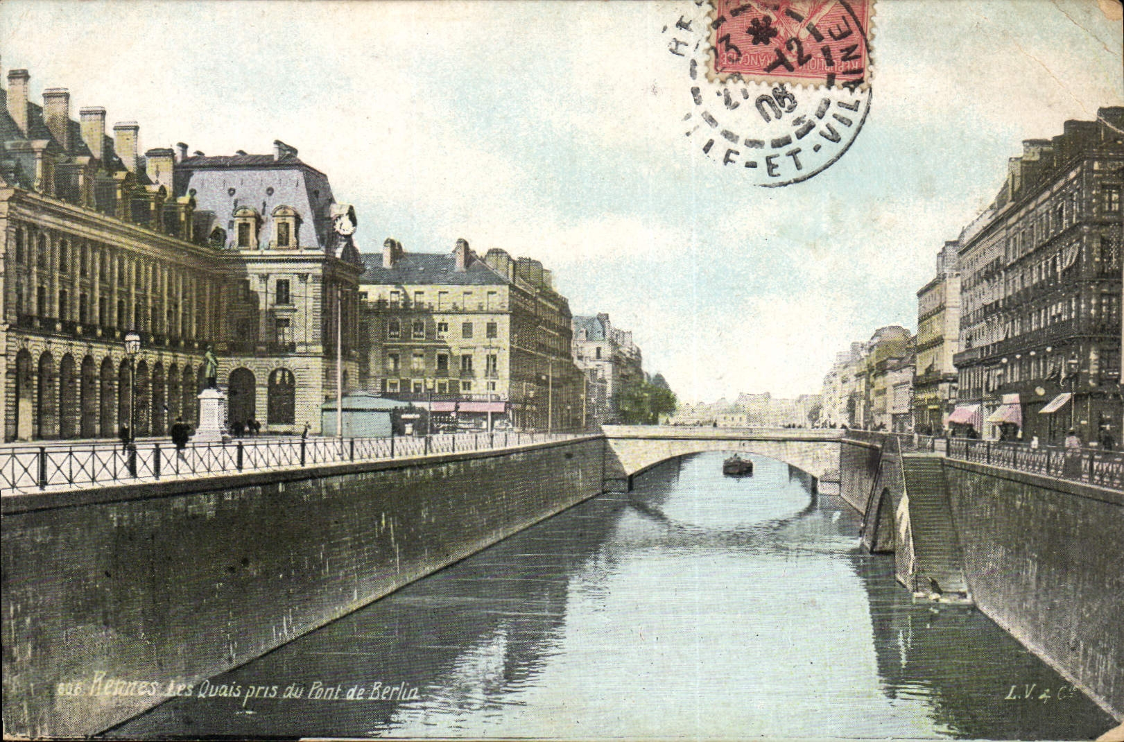CPA Rennes Les Quais Pris du pont de Berlin