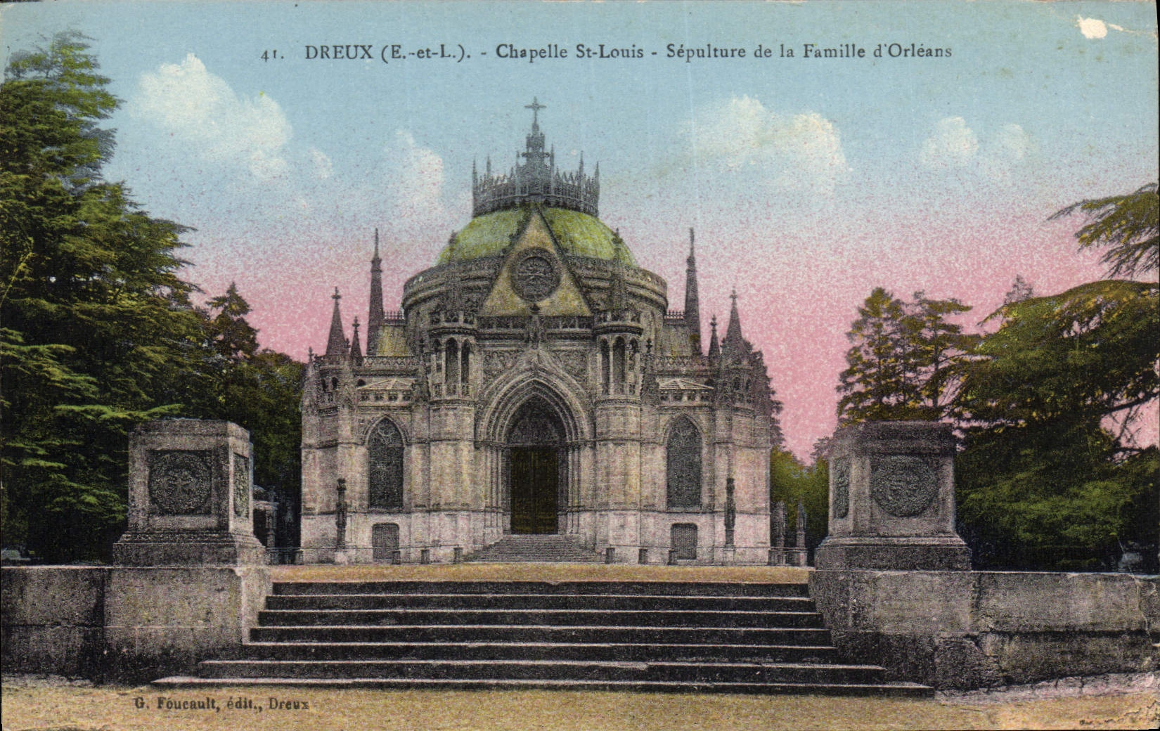 VINTAGE POSTCARD Dreux Vault Saint Louis Burial of the Family of Orleans