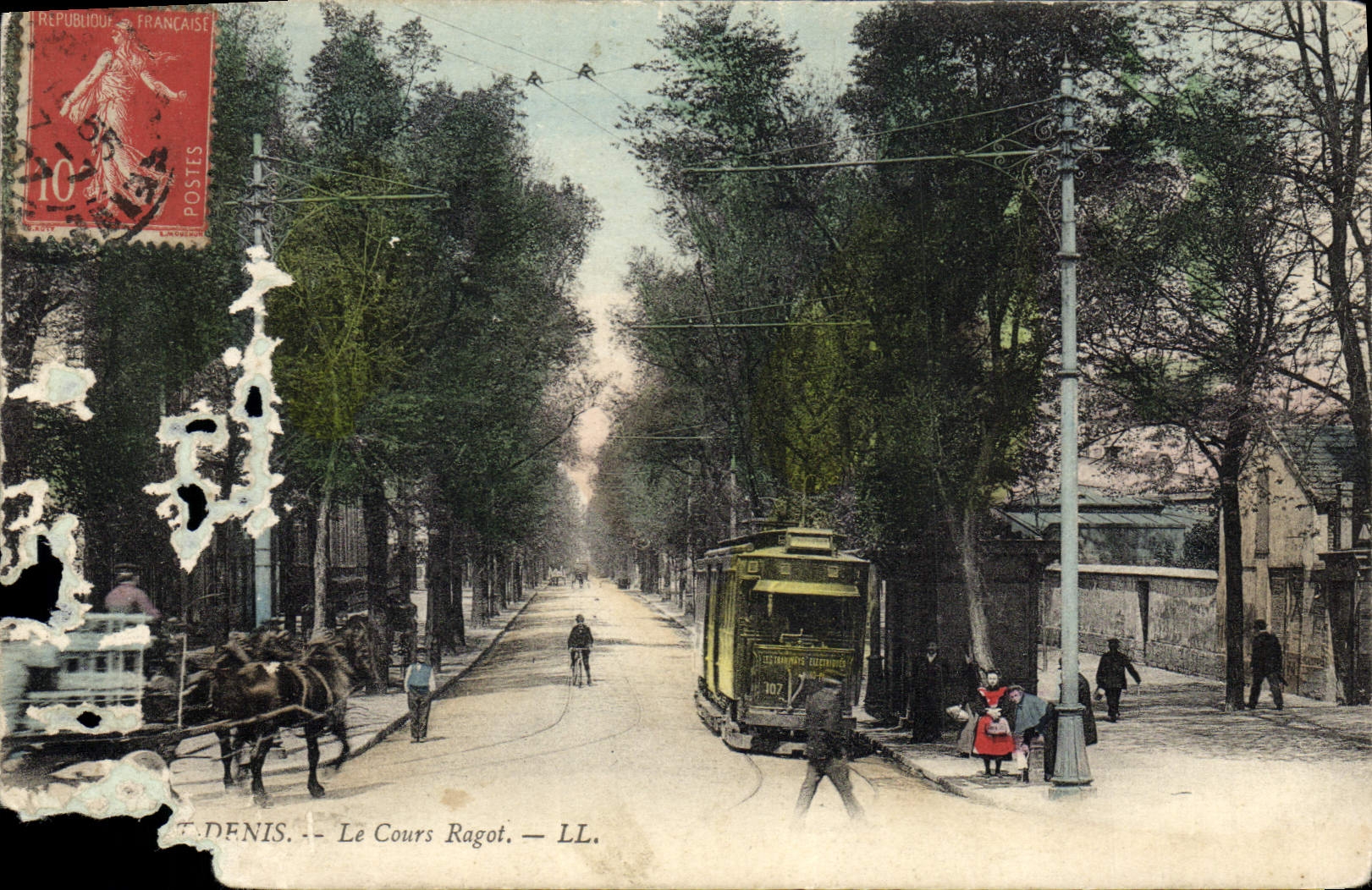 POSTAL Denis santo de la VENDIMIA la tranvía de Ragot del curso