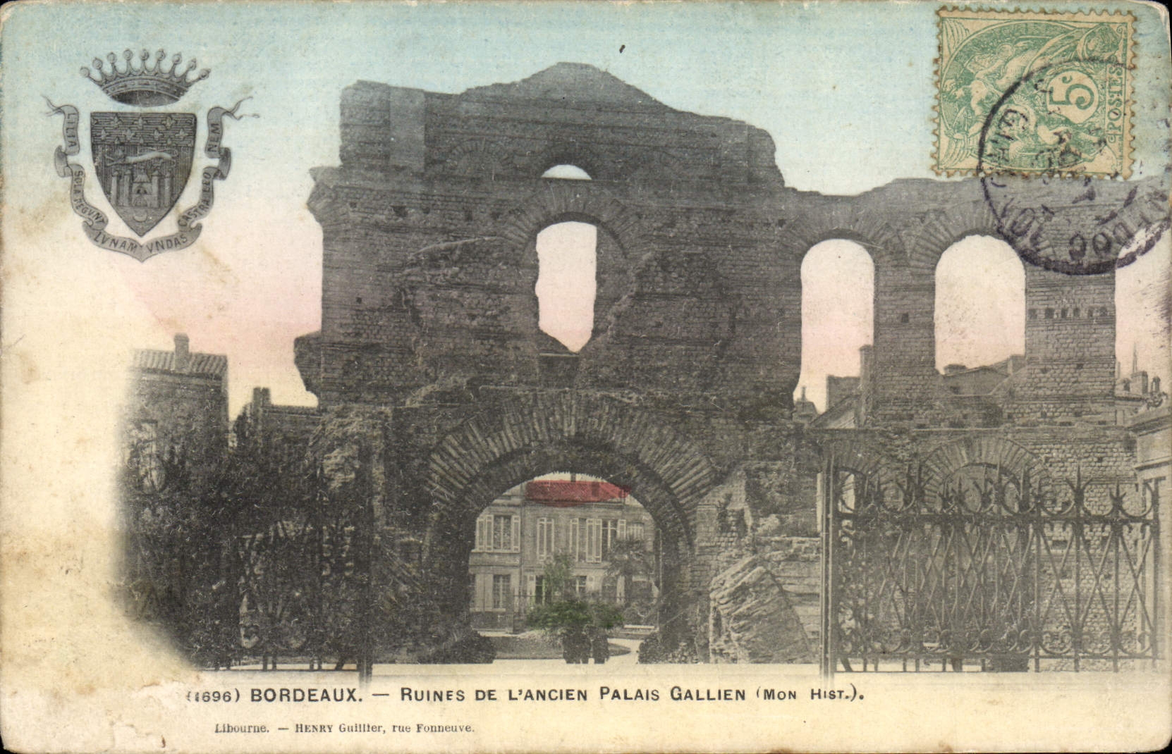 VINTAGE POSTCARD Bordeaux Ruins of the Old Gallien Palate