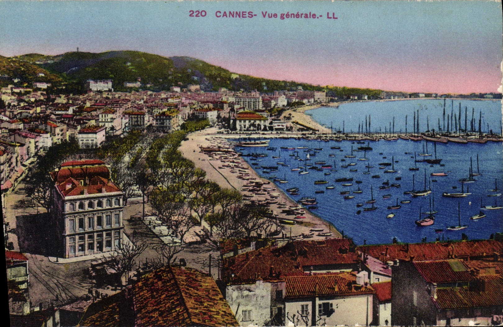 VINTAGE POSTCARD Menton View Boats