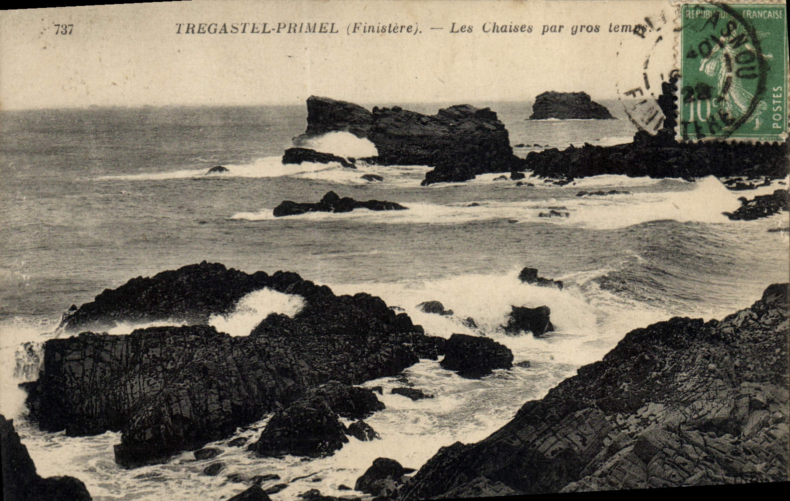 CPA Tregastel Primel Les Chaises Par Gros temps