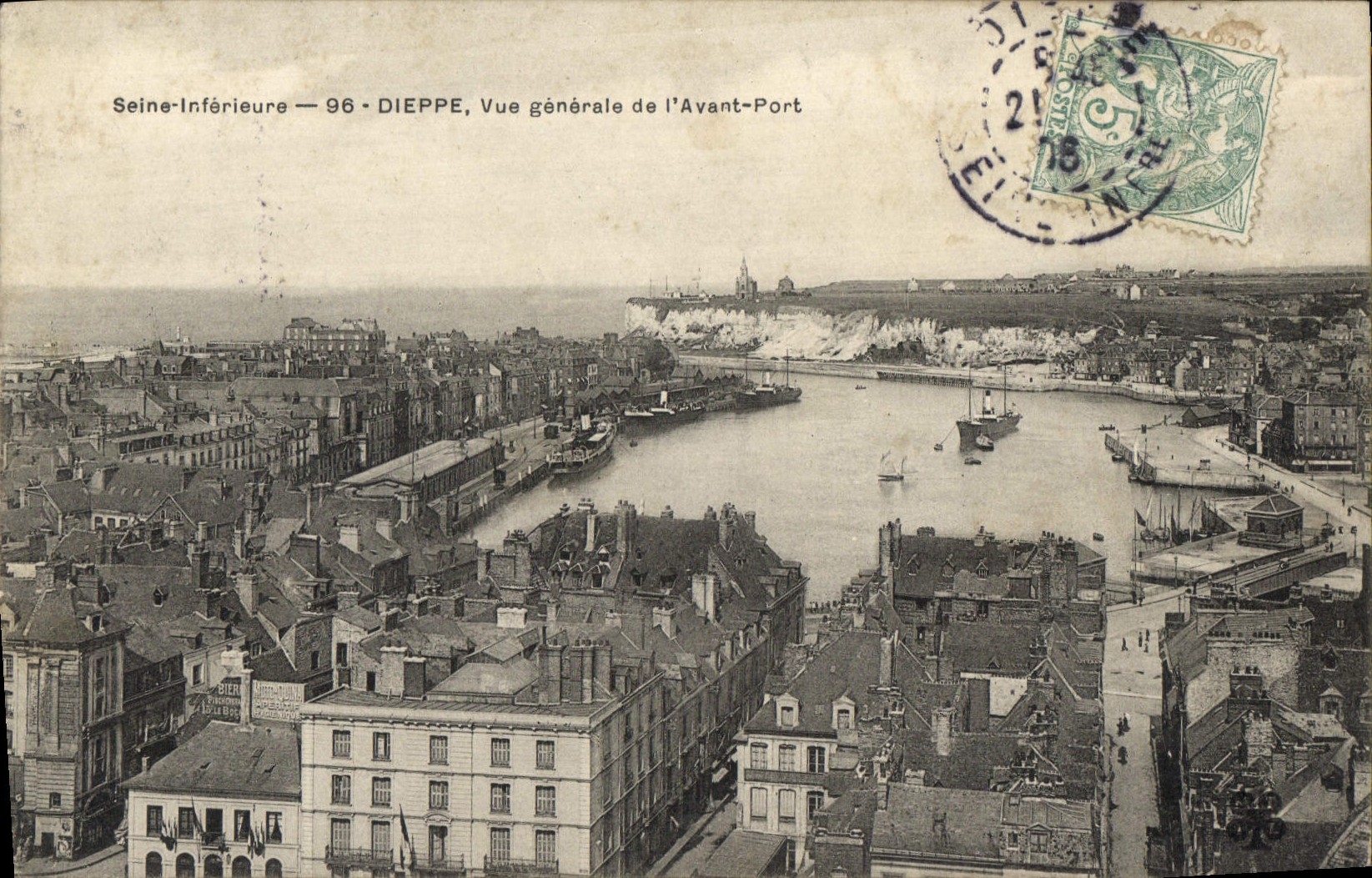 Opinión de Dieppe de la POSTAL de la VENDIMIA antes del puerto