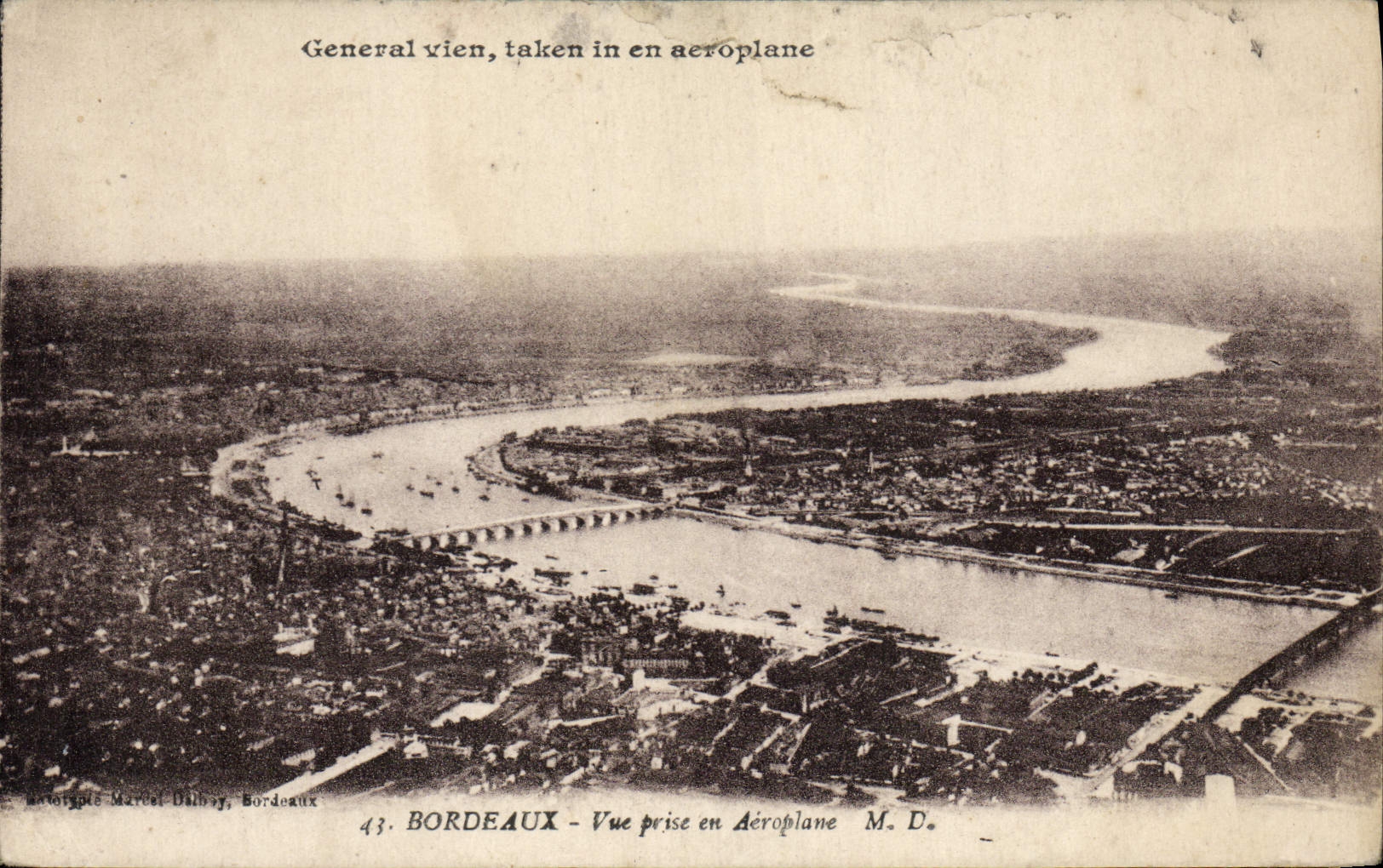 VINTAGE POSTCARD Bordeaux Seen from in the Airplane