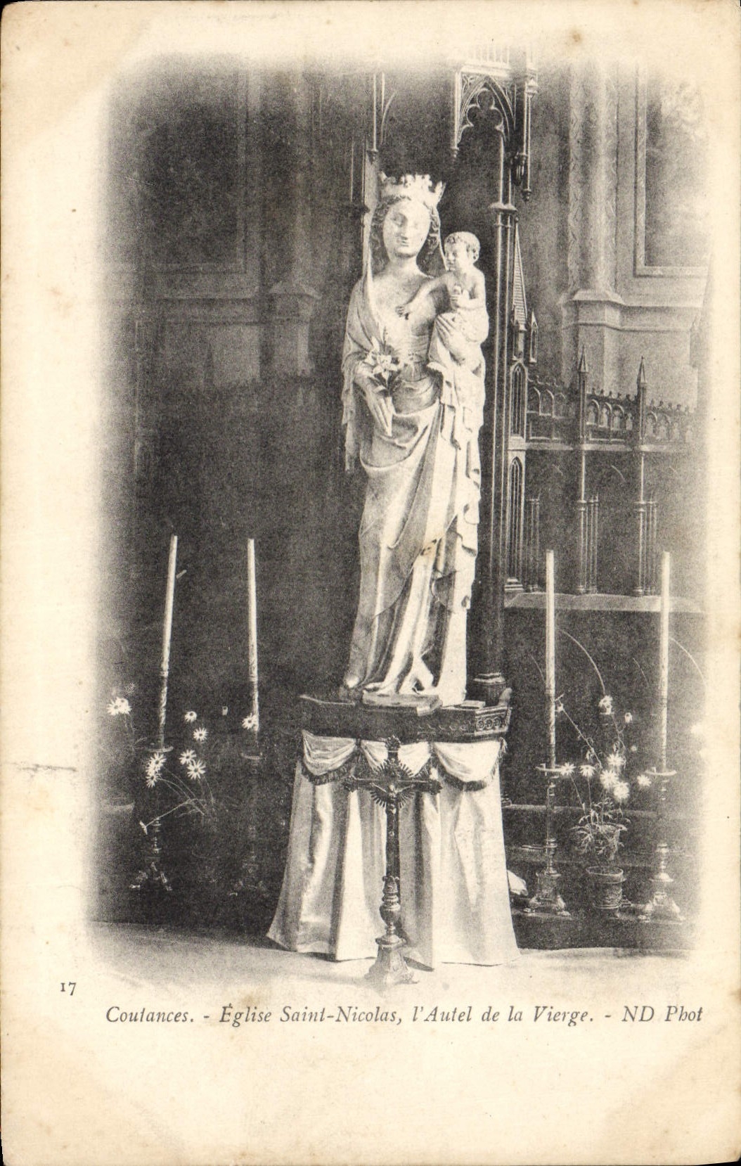 VINTAGE POSTCARD Coutances Eglsie Saint Nicolas the furnace bridge of the virgin