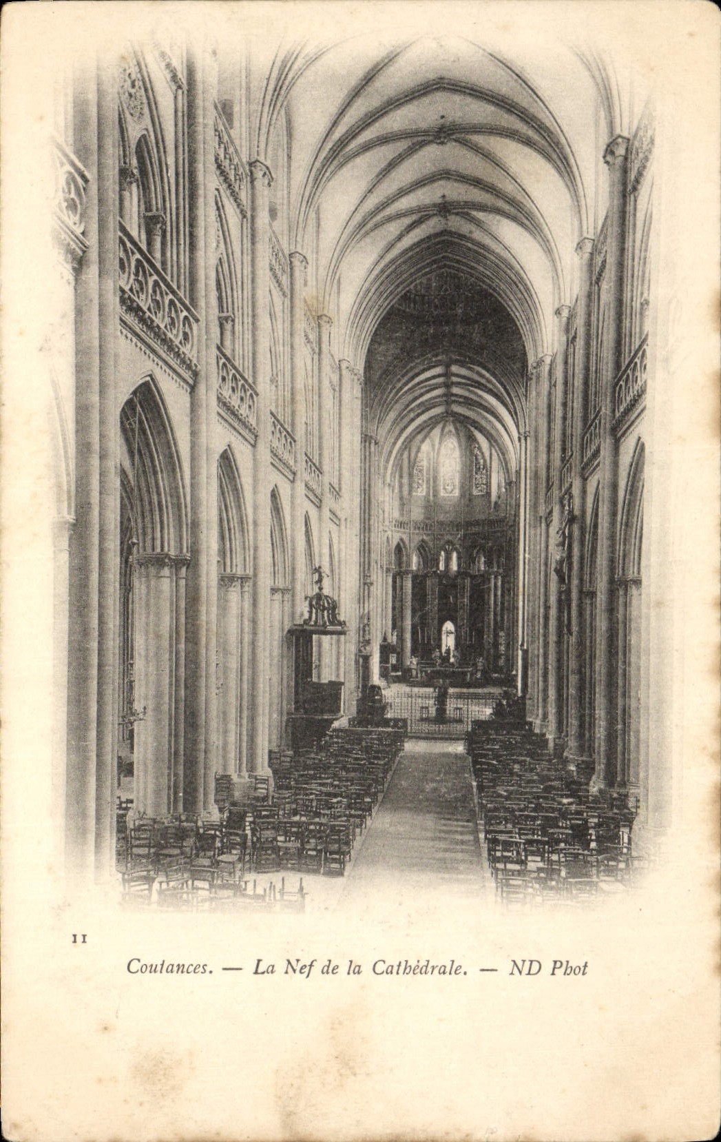 VINTAGE POSTCARD Coutances the nave of the Cathedral