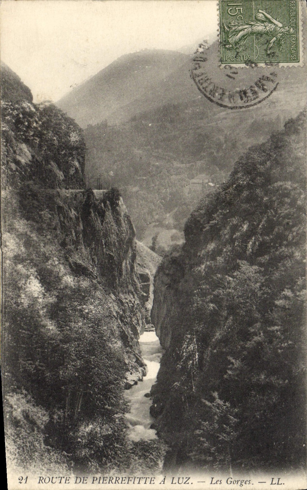 VINTAGE POSTCARD Route De Pierrefitte has Luz the Falls