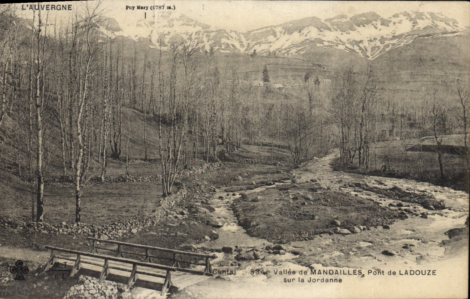 VINTAGE POSTCARD Valley of Mandailles Bridge of Ladouze on Jordanne