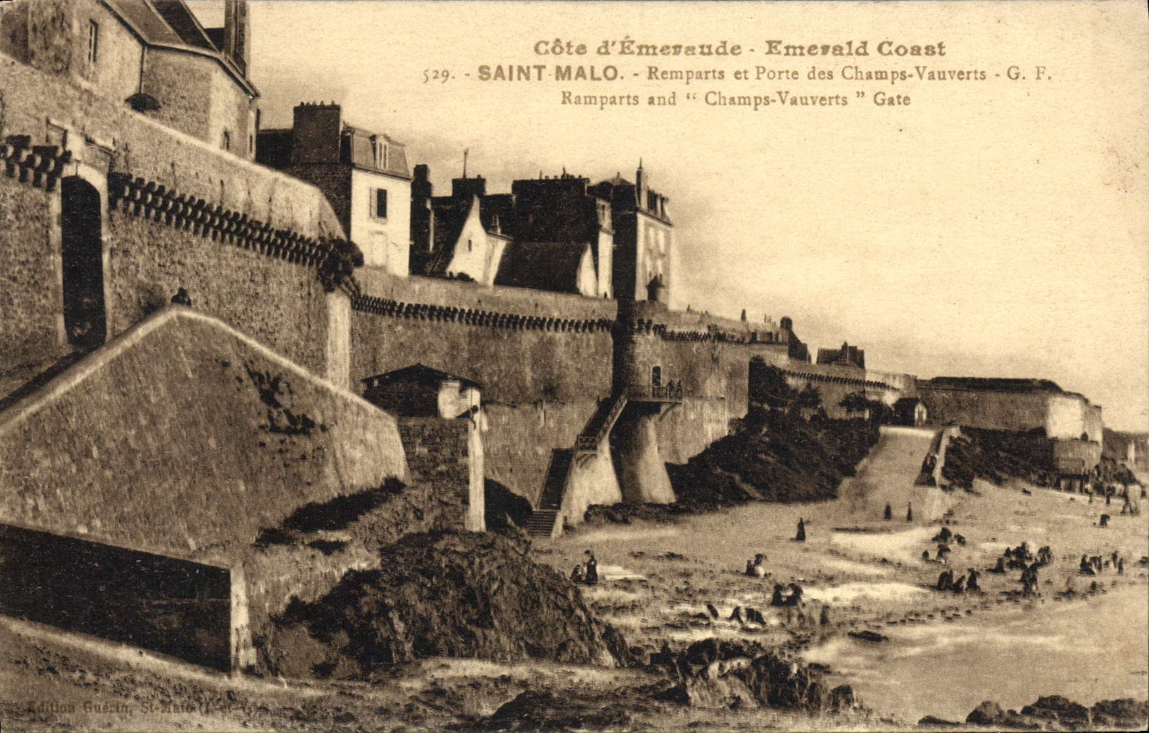 VINTAGE POSTCARD St Malo Walls and carries Vauverts Fields