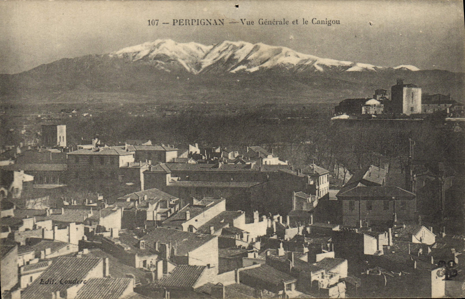 VINTAGE POSTCARD Perpignan View and Canigou