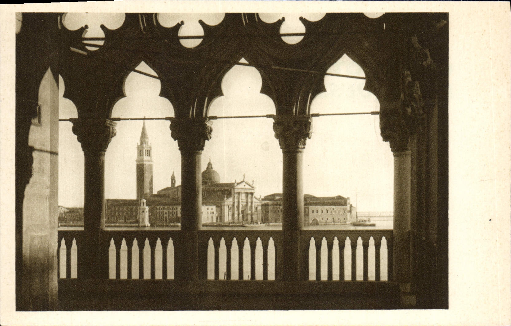 VINTAGE POSTCARD Venezia S Giorgio paved Loggia del Palazzo Ducale