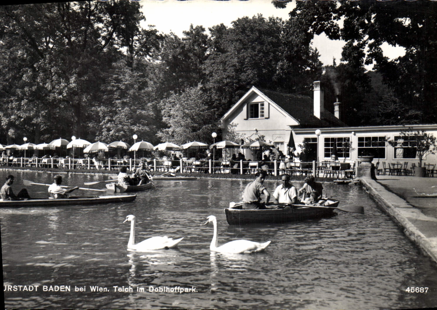 MODERN CARD Kurstadt Baden EIB wien Teich im Doblhoffpark