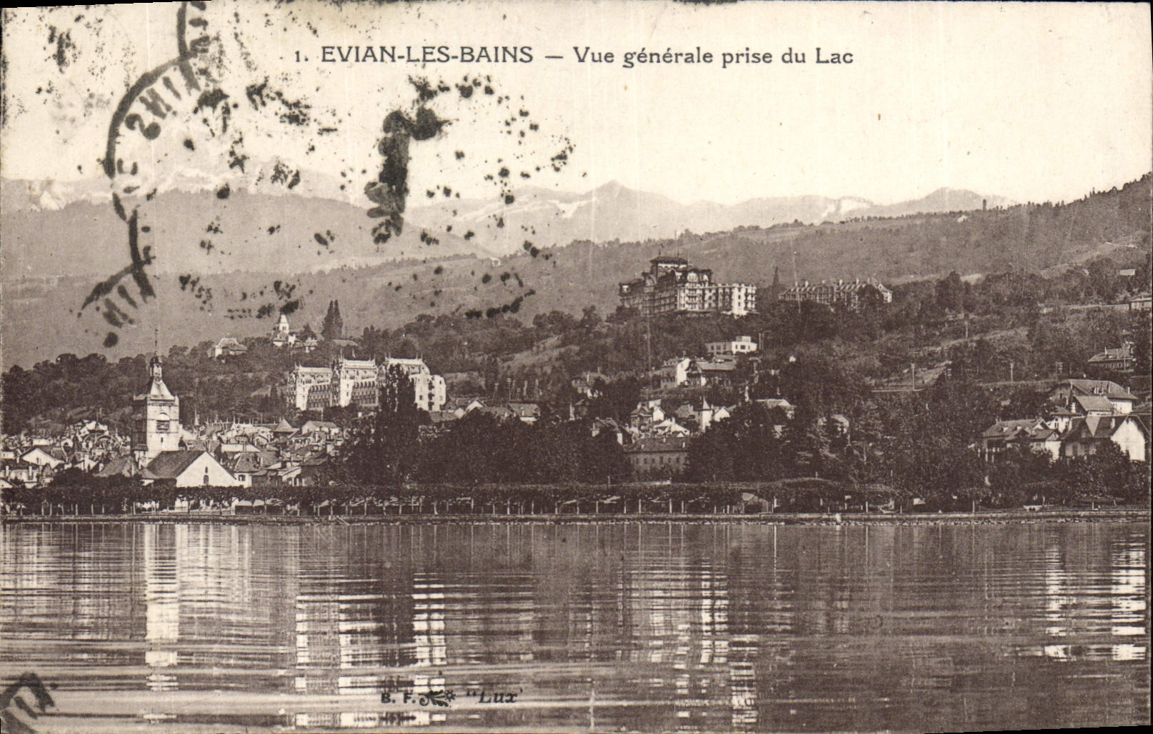 VINTAGE POSTCARD Evian les Bains View taken Lake