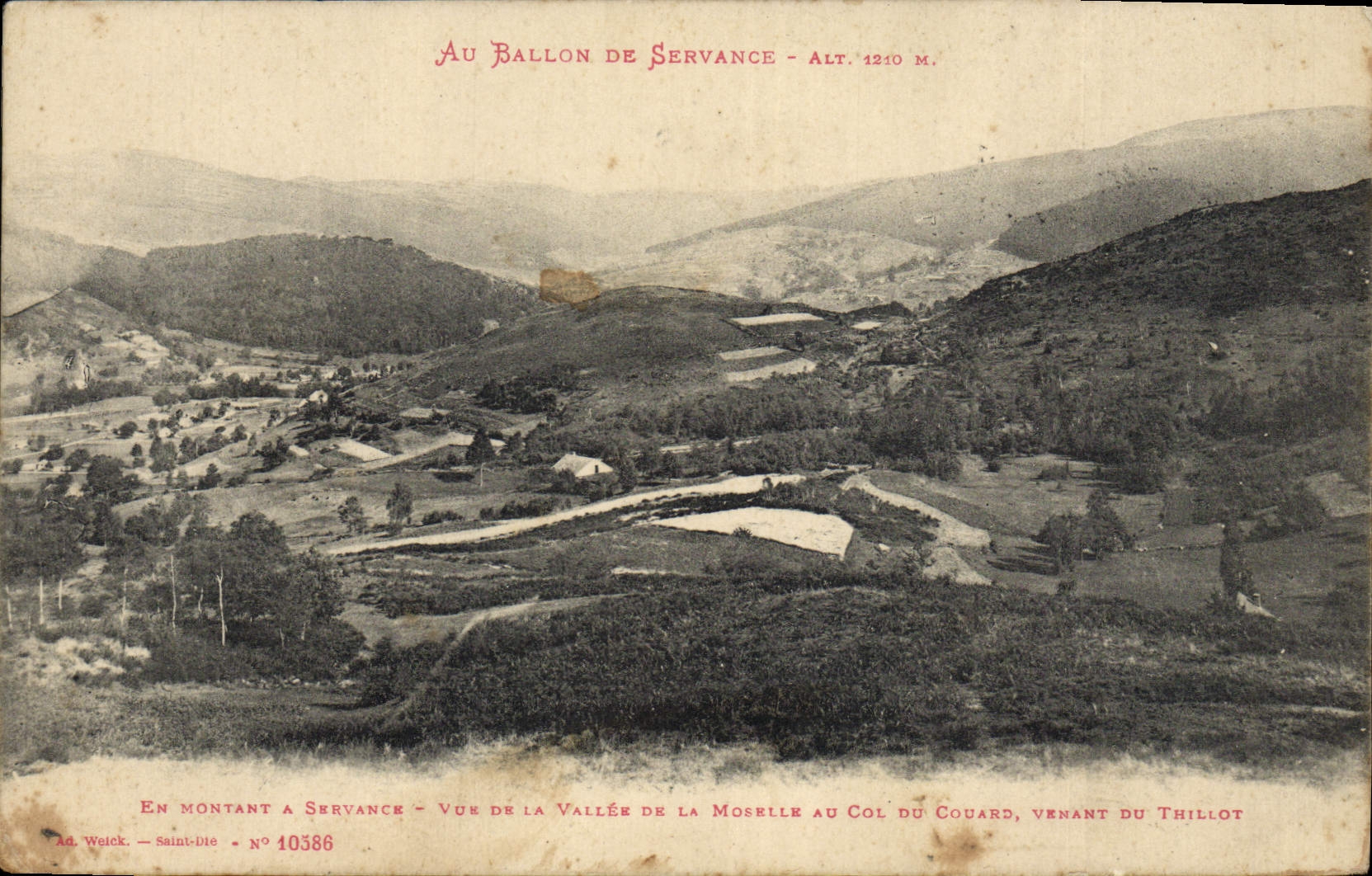 CPA Au Ballon De Servance Vue de la vallee de la Moselle au col du Couard venant du Thillot