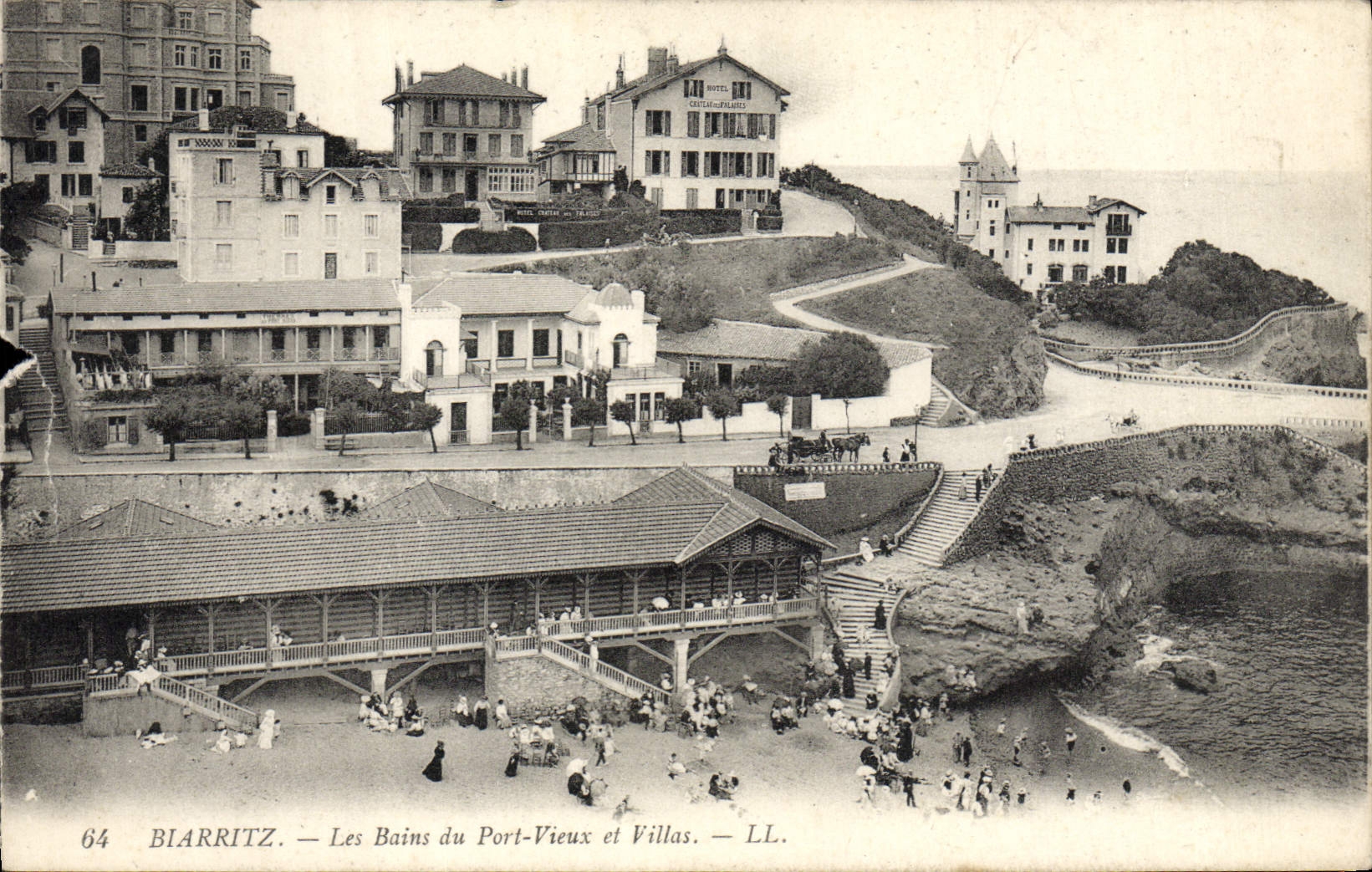 VINTAGE POSTCARD Biarritz Les Bains of the Old Port and Villas