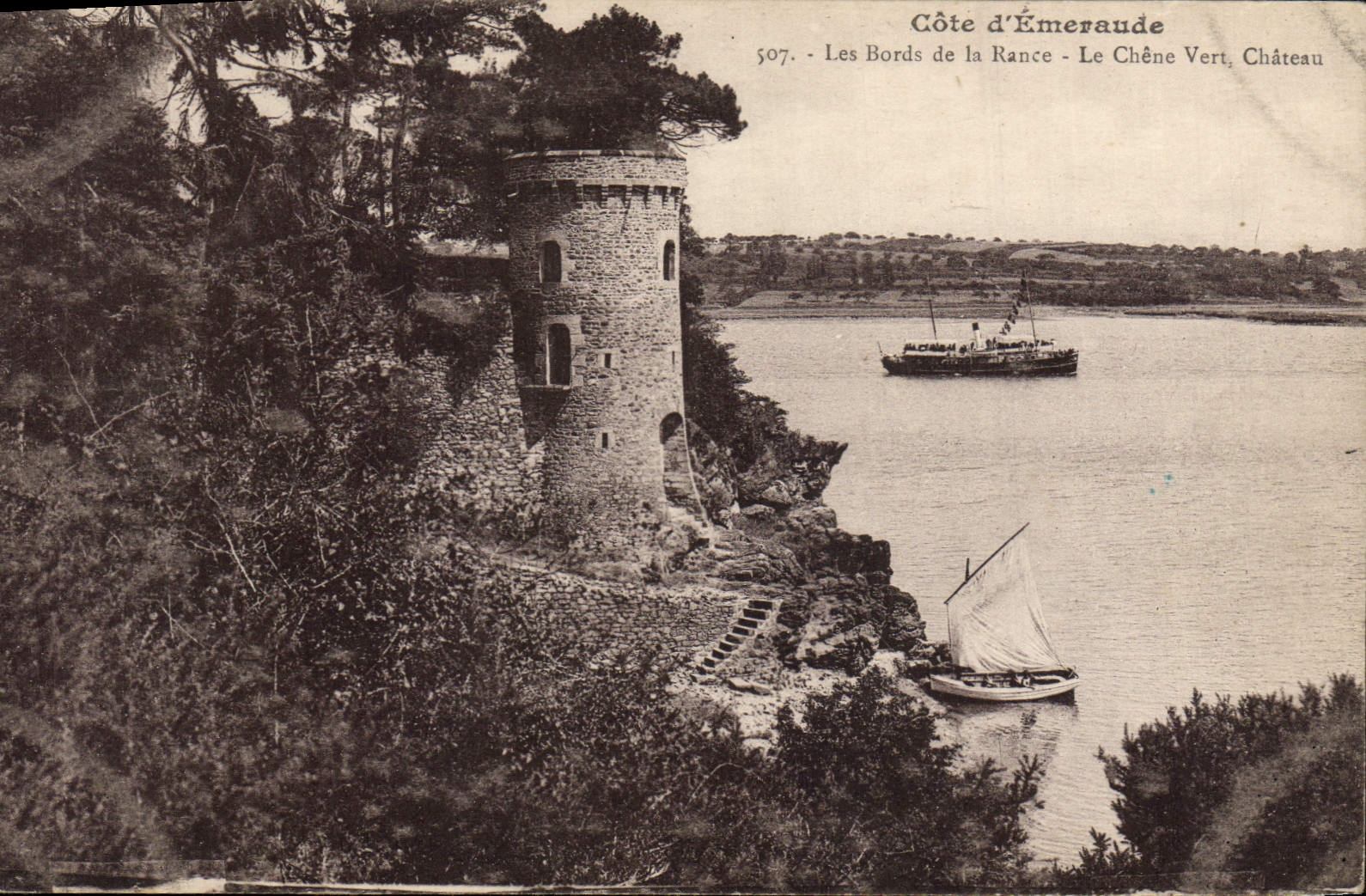 VINTAGE POSTCARD Edges of Rancid the Holm oak Castle Boats