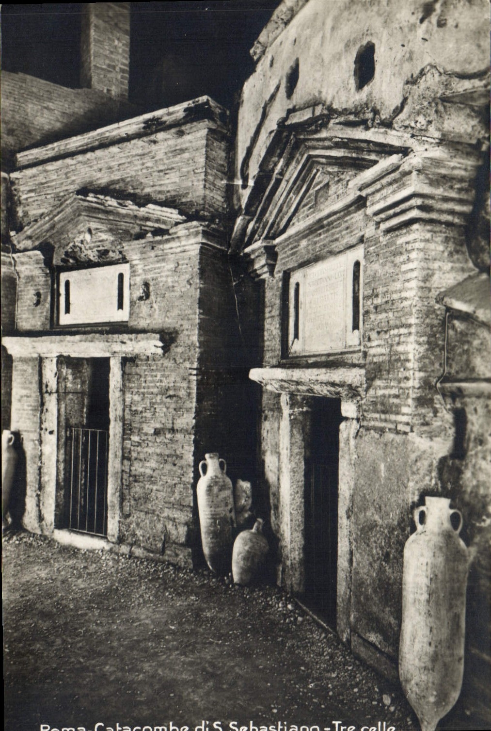 Ocultación de Roma Catacomb di S Sebastiano Tre de la POSTAL de la VENDIMIA