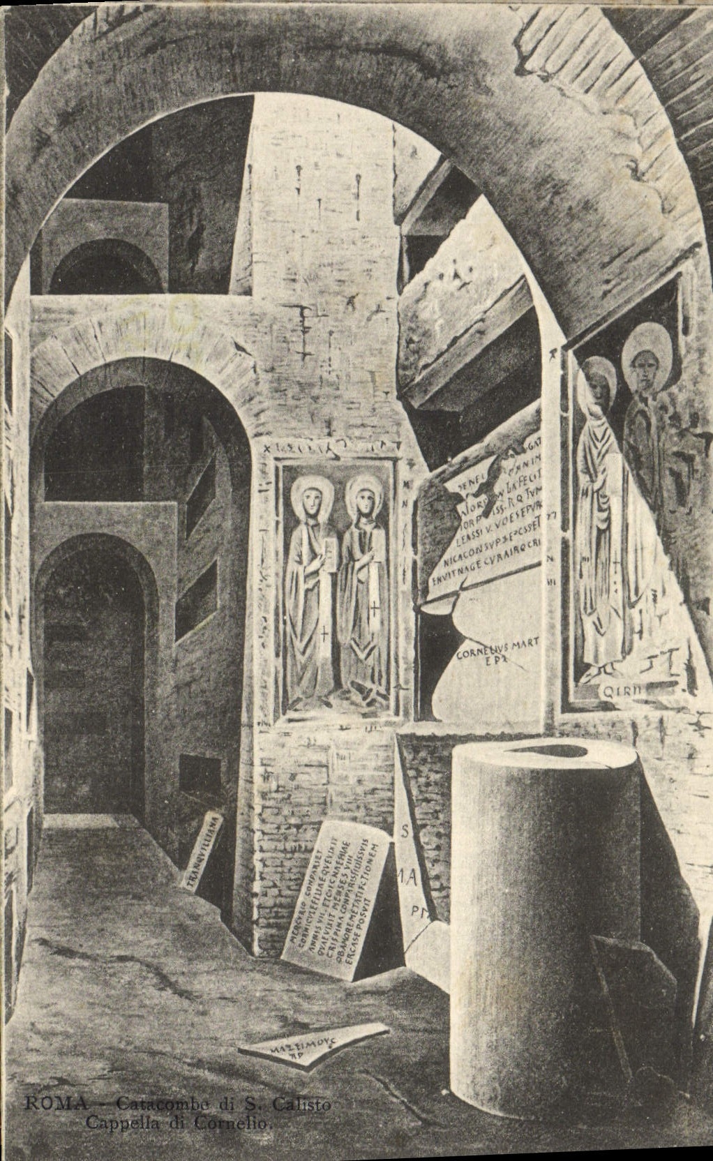 Catacumba de Roma de la POSTAL de la VENDIMIA