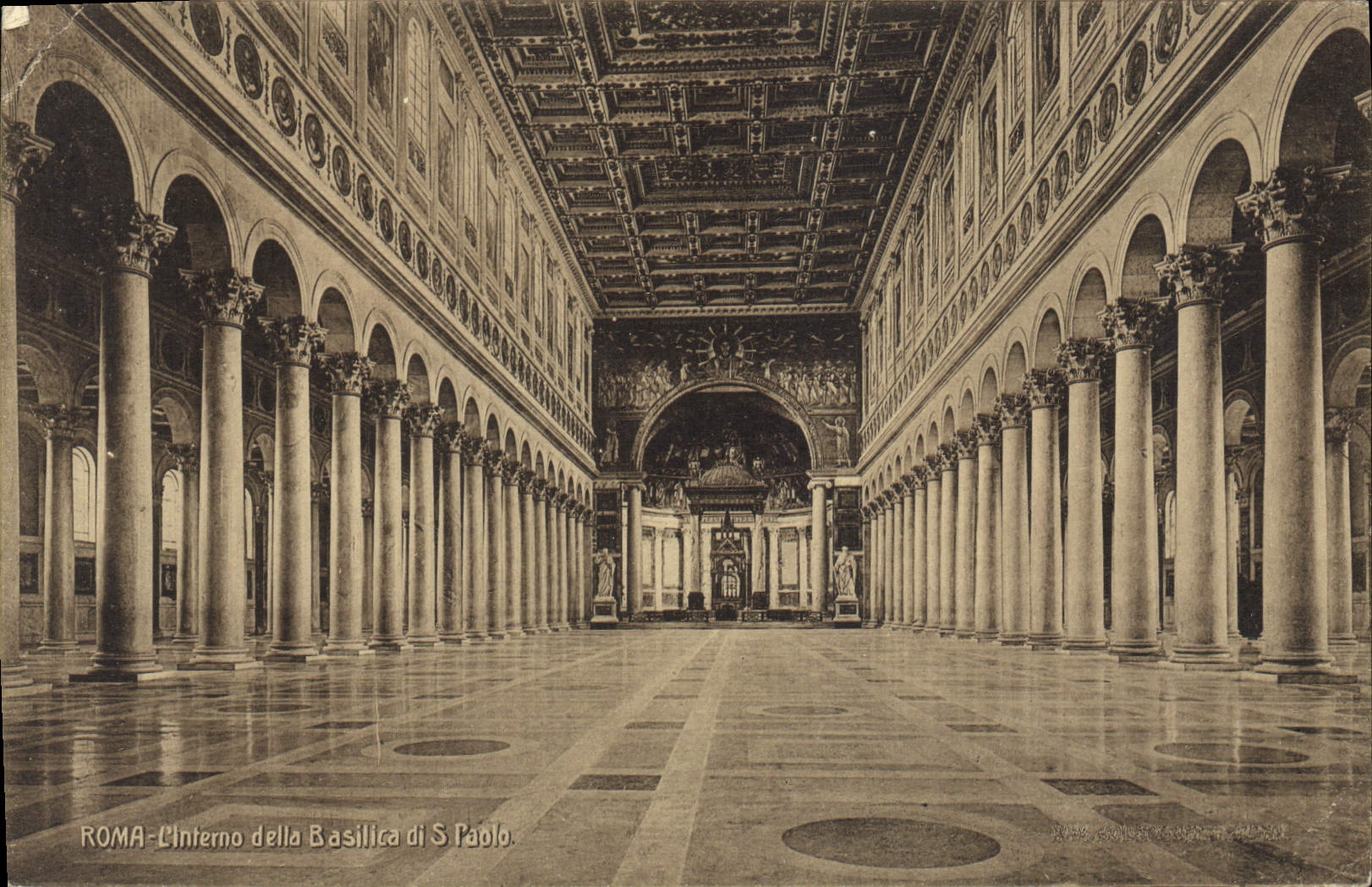 POSTAL Roma de la VENDIMIA el inerno más allá de la basílica di S Pablo