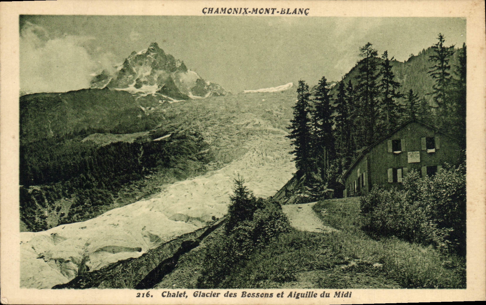El glaciar del chalet de Chamonix Mont Blanc de la POSTAL de la VENDIMIA del dejó nos trabajar y los interruptores al sur