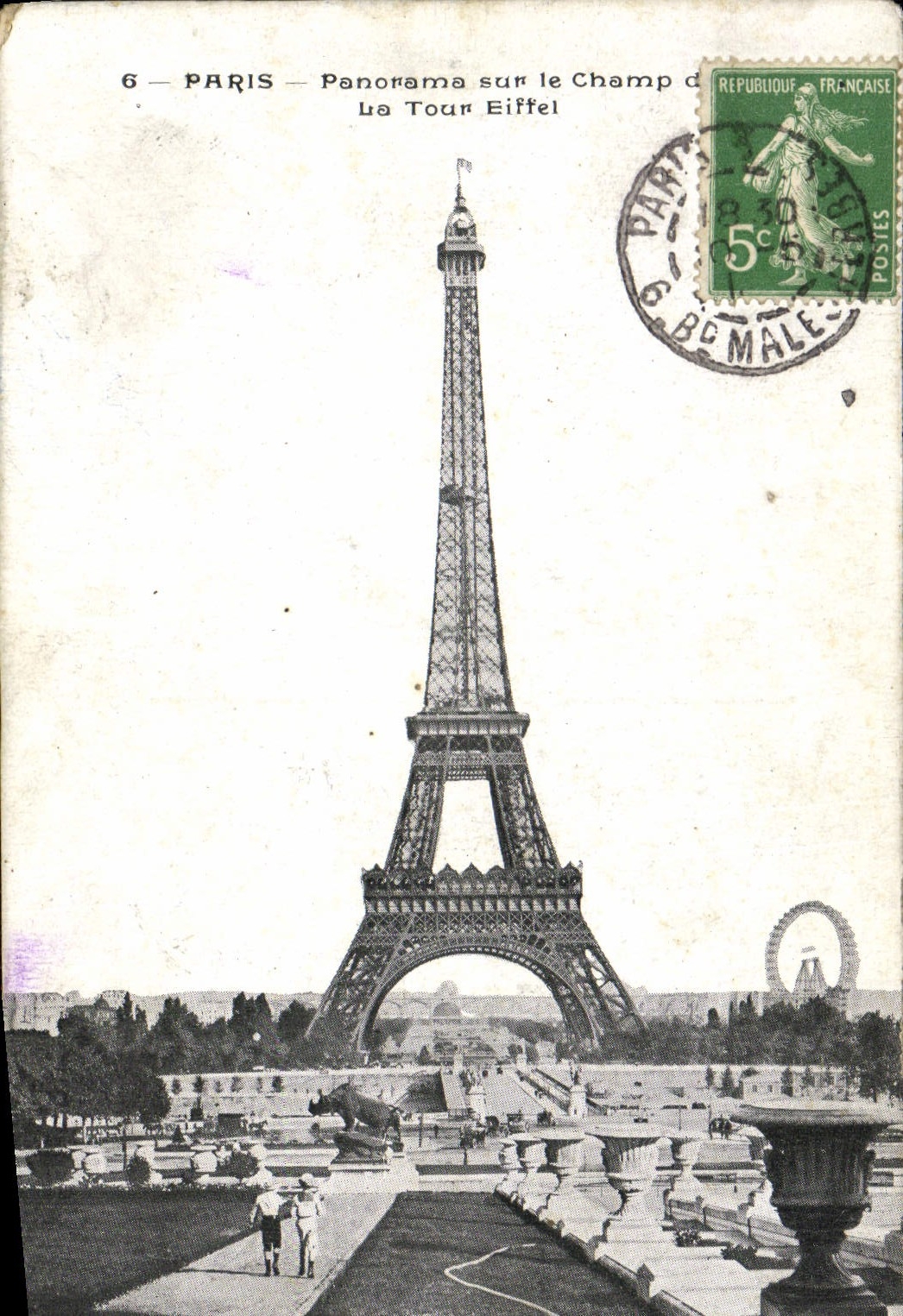 VINTAGE POSTCARD Paris Panorama at Once the Eiffel Tower