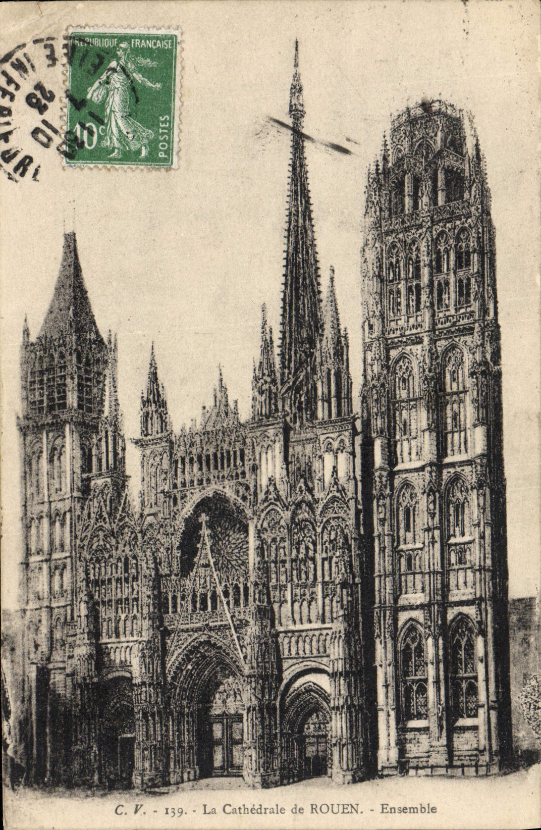 VINTAGE POSTCARD the Cathedral of Rouen Together