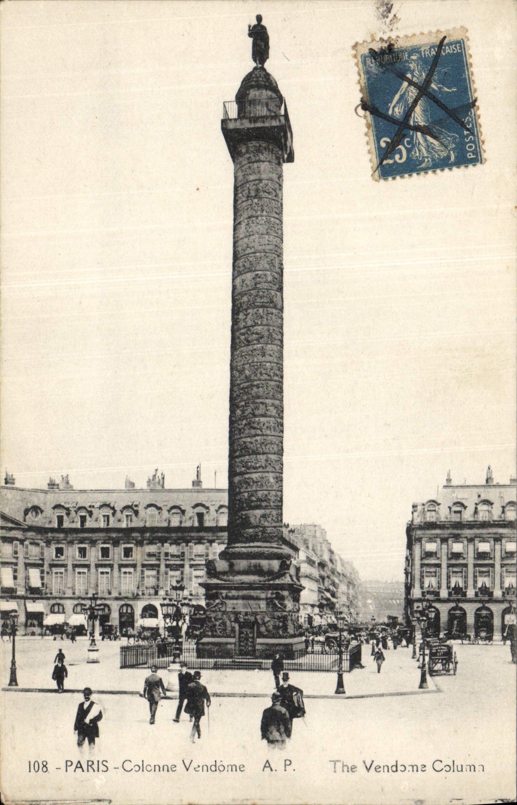 VINTAGE POSTCARD Paris Vendome Column