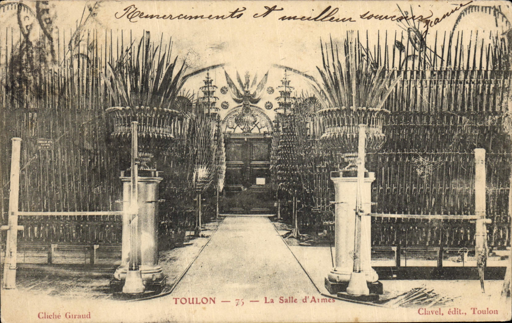 VINTAGE POSTCARD Toulon the Room of Militaria Weapons