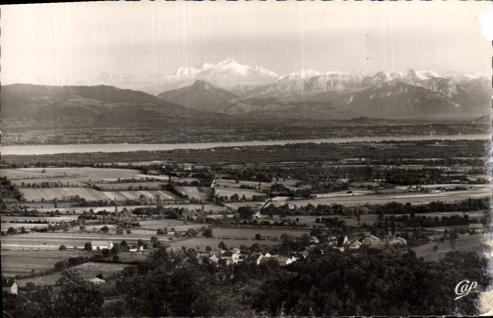 MODERN CARD Gex the Sickle Panorama of the alpine range the Geneva Mont Blanc and Lake