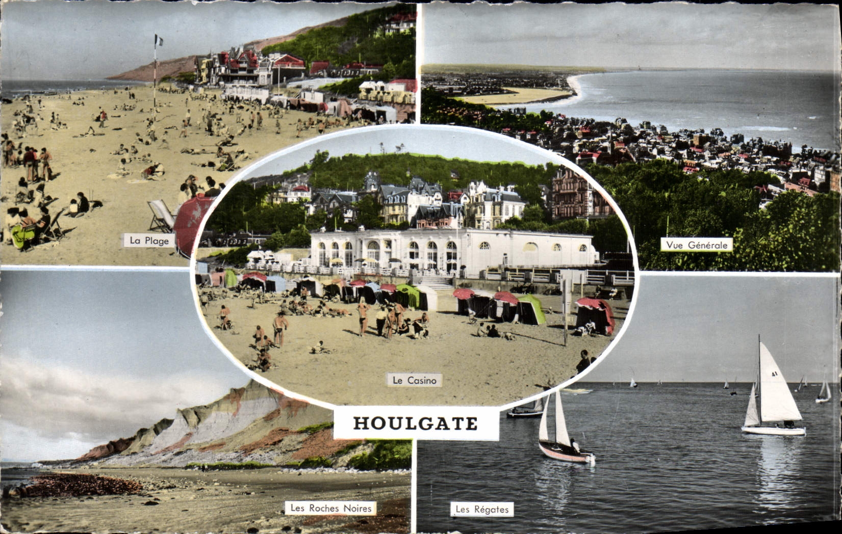 MODERN CARD Houlgate the beach rocks black View regattas