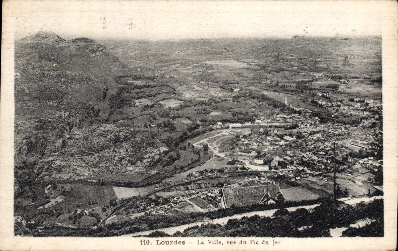 POSTAL de la VENDIMIA pesada la ciudad vista del pico de Jer
