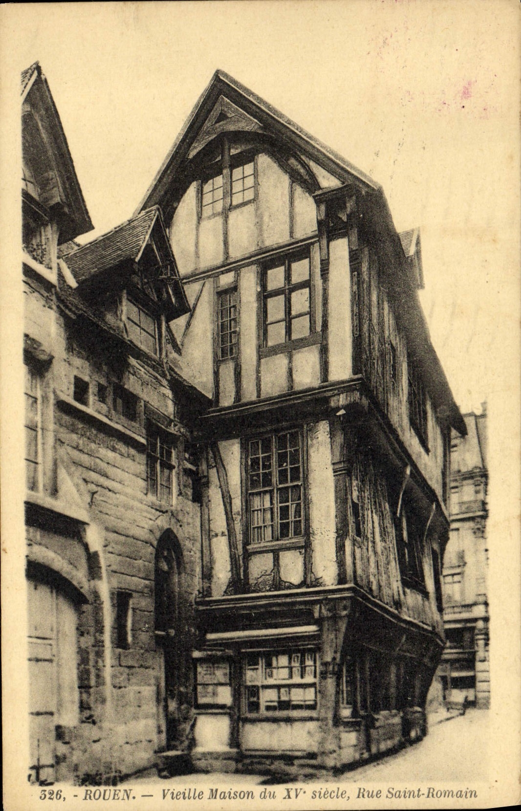 VINTAGE POSTCARD Rouen Old woman House the XV century old Street Romain Saint