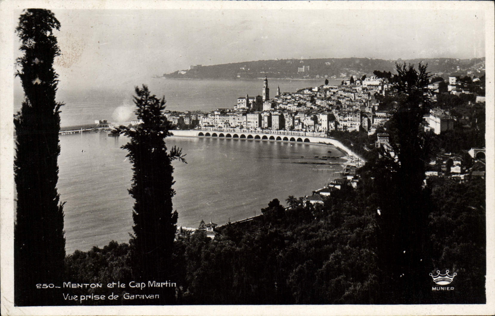 VINTAGE POSTCARD Menton and the Cape Martin Seen from of Garavan