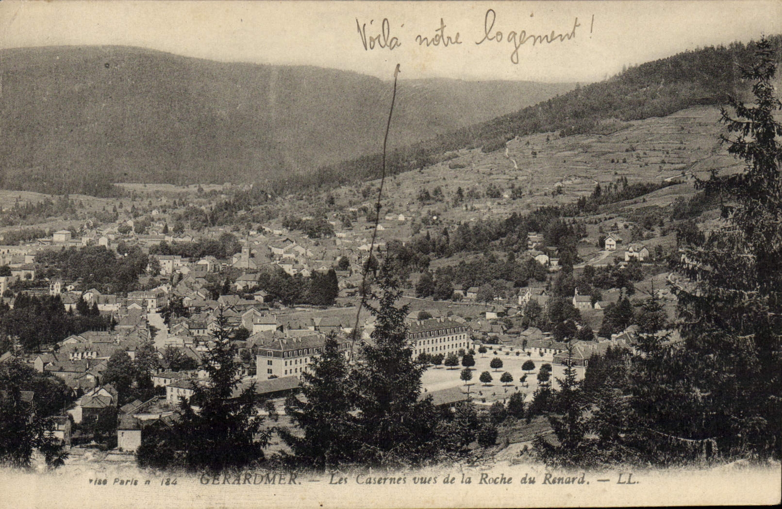 VINTAGE POSTCARD Gerarumer barracks seen of the Rock of the fox