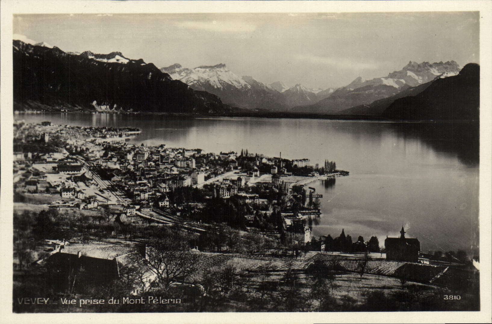 MODERN CARD Vevey Seen from of the Mount Pilgrim