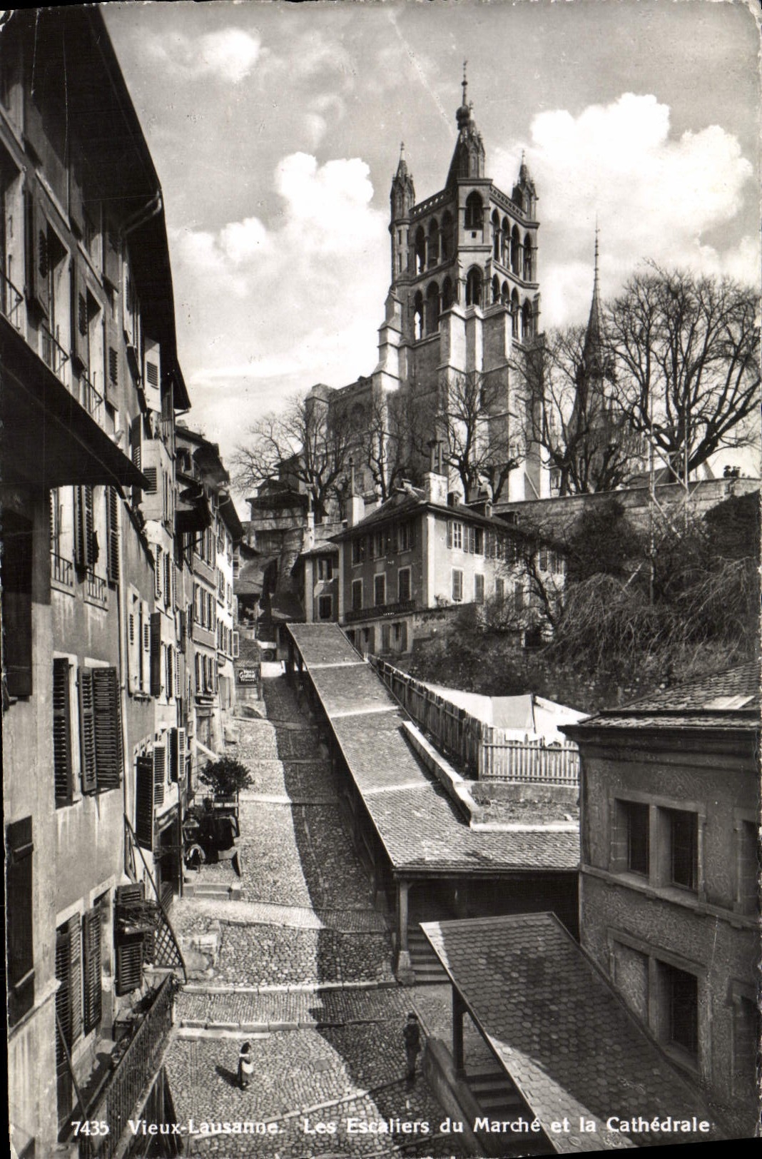 MODERN CARD Old Lausanne Staircases of the Market and the Cathedral