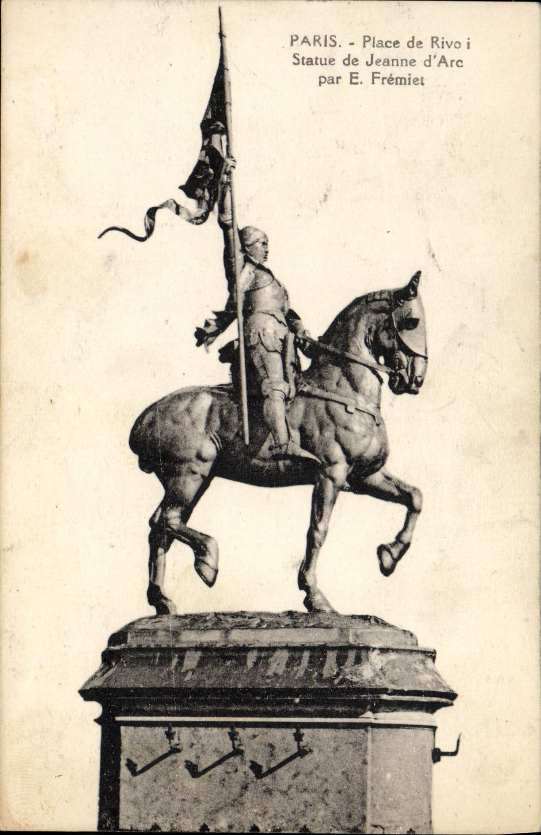 VINTAGE POSTCARD Paris Places of Rivoli Statue of Jeanne d' Arc by Fremiet